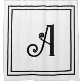 Monogram Initials Name Black White Custom Script Duschvorhang (Vorderseite)