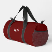Monogram Initials Name Burgundy Maroon Dark Red Duffle Bag (Rechte Ecke)