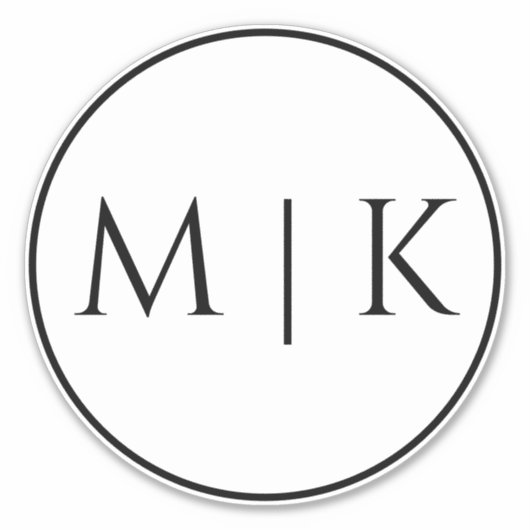 Monogram Initials Name Einfache Minimale Hochzeit Aufkleber (Vorderseite)