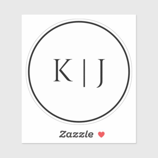 Monogram Initials Name Elegant Minimale Hochzeit Aufkleber (Blatt)