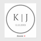 Monogram Initials Name Elegant Minimalistisch Wedd Aufkleber (Blatt)