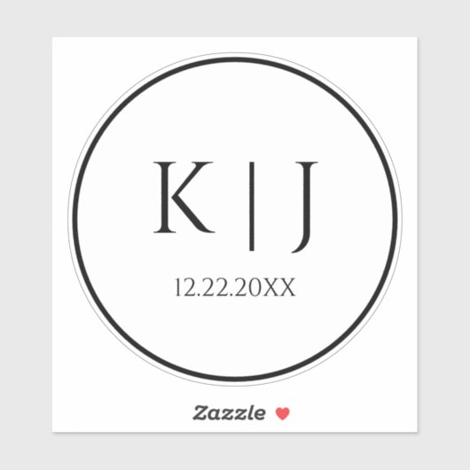 Monogram Initials Name Elegant Minimalistisch Wedd Aufkleber (Blatt)