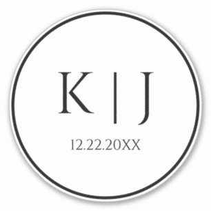 Monogram Initials Name Elegant Minimalistisch Wedd Aufkleber