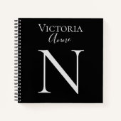 Monogram-Initials Name für angepasstes Black-Noteb Notizblock (Vorderseite)