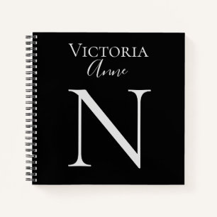 Monogram-Initials Name für angepasstes Black-Noteb Notizblock