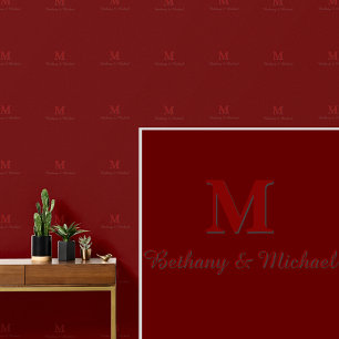 Monogram Initials & Name(n) Maroon on Dark Red Tapete