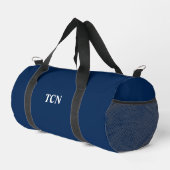 Monogram Initials Name Navy Blue White Duffle Bag (Rechte Ecke)
