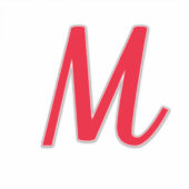 Monogram Initials Name Red Stylish Individuelle Na Aufkleber (Vorderseite)