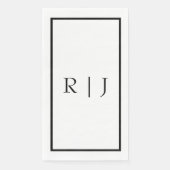 Monogram Initials Name Schwarz-weiß Minimale Hochz Serviette (Vorderseite)