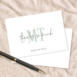 Monogram Initials Names Sage Wedding Danke Mitteilungskarte