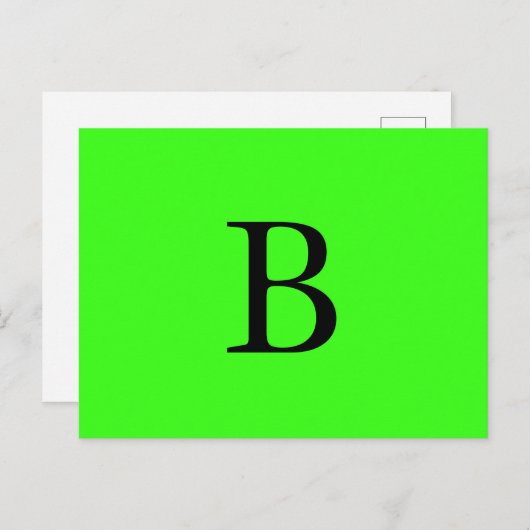 Monogram Initials Neon Green Bright Cool Postkarte (Vorne/Hinten)
