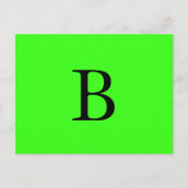 Monogram Initials Neon Green Bright Cool Postkarte (Vorderseite)