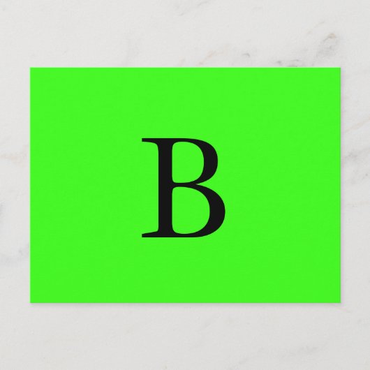 Monogram Initials Neon Green Bright Cool Postkarte (Vorderseite)