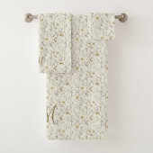 Monogram Initials Neutral Boho Florals Botanicals Badhandtuch Set (Insitu)