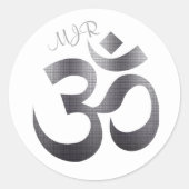 Monogram Initials Om Symbol 1.5-in Rundsticker Runder Aufkleber (Vorderseite)
