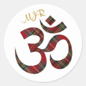 Monogram Initials Om Symbol 1.5-in Rundsticker Runder Aufkleber (Vorderseite)