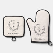 Monogram Initials Paar Familienwrade elegant Ofenhandschuh & Topflappen-Set (Vorderseite)