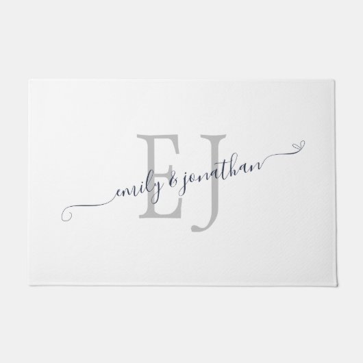 Monogram Initials Paare Names White Fußmatte (Vorderseite)