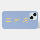 Monogram Initials Pastel Blue Case-Mate iPhone Hülle (Rückseite (Horizontal))