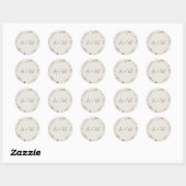 Monogram Initials Pastel Terrazzo Muster Hochzeit Runder Aufkleber (Blatt)