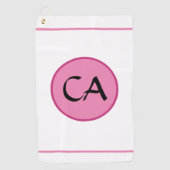 Monogram Initials Pink Black Typografy Golf Towel Golfhandtuch (Vorderseite)