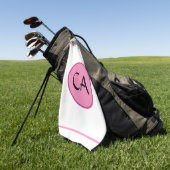 Monogram Initials Pink Black Typografy Golf Towel Golfhandtuch (Gras)