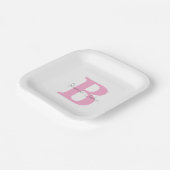 Monogram Initials Pink Individuelle Name Baby Shoo Pappteller (Gewinkelt)