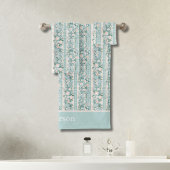 Monogram Initials Pink Mint Green Florals Gingham Badhandtuch Set