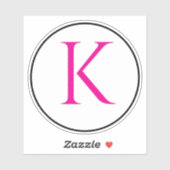 Monogram Initials Pink Schwarz-weiß einfache Minim Aufkleber (Blatt)