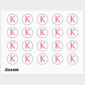 Monogram Initials Pink Schwarz-weiß einfache Minim Runder Aufkleber (Blatt)