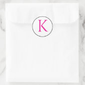 Monogram Initials Pink Schwarz-weiß einfache Minim Runder Aufkleber (Tasche)