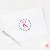 Monogram Initials Pink Schwarz-weiß einfache Minim Runder Aufkleber (Umschlag)