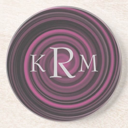 Monogram Initials Plum Wirbel Drink Untersetzer (Vorne)