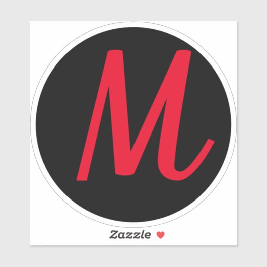 Monogram Initials Red Bold Individuelle Name Black Aufkleber (Blatt)