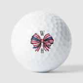 Monogram Initials Red White Blue Bow Golfball (Vorderseite)