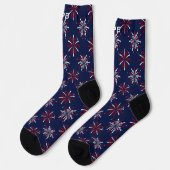 Monogram Initials Red & White Fireworks on Blue Socken (Linkes Detail)