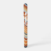 Monogram Initials Retro Stripes Waves Orange Blue iPhone 16 Hülle (Linke Seite)