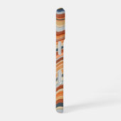 Monogram Initials Retro Stripes Waves Orange Blue iPhone 16 Hülle (Rechte Seite)