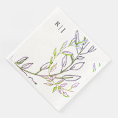 Monogram Initials Sage Green Blätter Künstlerisch Serviette (Ecke)