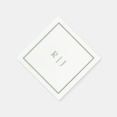 Monogram Initials Sage Green Simple Cool Wedding Serviette (Ecke)