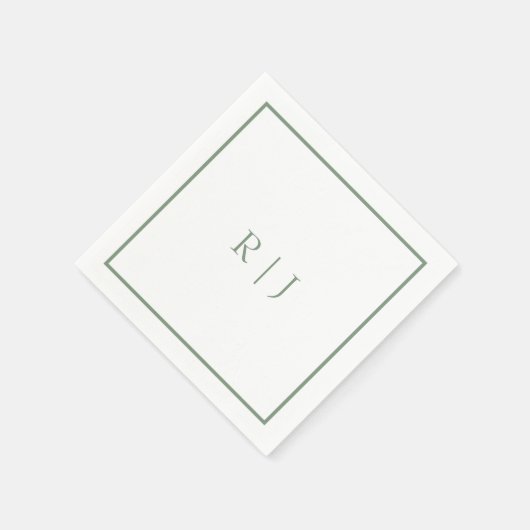 Monogram Initials Sage Green Simple Cool Wedding Serviette (Ecke)
