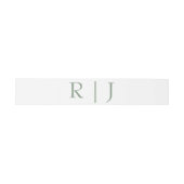 Monogram Initials Sage Green White Simple Wedding Einladungsbanderole (Flach)