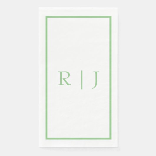 Monogram Initials Sage Green White Simple Wedding Serviette (Vorderseite)