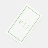 Monogram Initials Sage Green White Simple Wedding Serviette (Ecke)