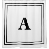 Monogram Initials Schwarz-weiß Minimal Moderner Na Duschvorhang (Vorderseite)