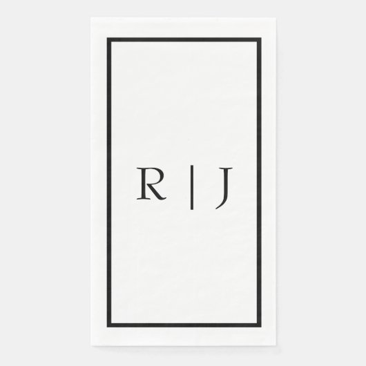 Monogram Initials Schwarz-weiß Simple Wedding Serviette (Vorderseite)