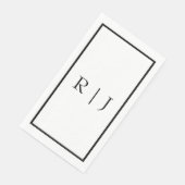Monogram Initials Schwarz-weiß Simple Wedding Serviette (Ecke)
