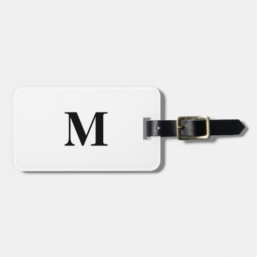 Monogram Initials Schwarz-weiße Individuelle Name- Gepäckanhänger (Vorderseite horizontal)