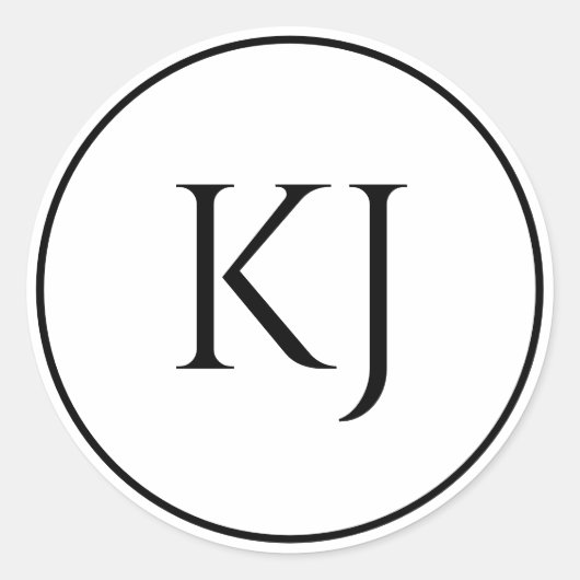 Monogram Initials Schwarz-weiße Minimalistische Ho Runder Aufkleber (Vorderseite)