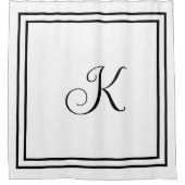 Monogram Initials Schwarz-weißer benutzerdefiniert Duschvorhang (Vorderseite)